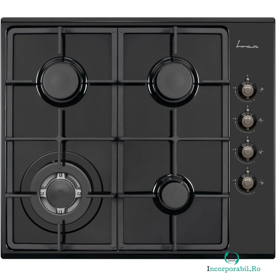 Fram Plita incorporabila Fram FBH-V4IWF-RBK, Gaz, 4 Arzatoare, WOK, Gratar fonta, Control lateral, Aprindere electrica, Dispozitiv de siguranta, 60 cm, Negru