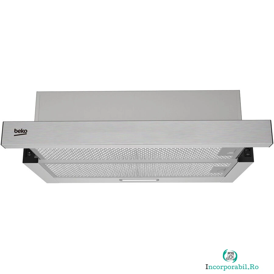 Beko Hota telescopica incorporabila Beko, 65W, cap abs 320 mc/h, 3 trepte de putere, filtre metalice lavabile, filtre carbon, iluminare LED, Inox la 516.99 lei ron