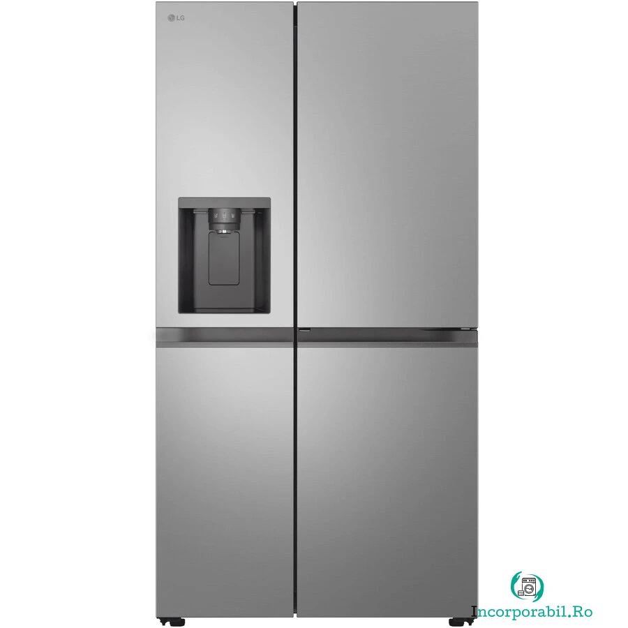 LG Side by side LG GSJ41PYPE, 641 l, No Frost, LINEARCooling, Compresor Smart Inverter, Dozator Apa, Clasa E, H 179 cm, Argintiu