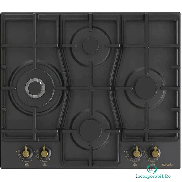 Gorenje Plita incorporabila GORENJE GW6D42CLB, gaz, 4 arzatoare, Negru la 1,808.99 lei ron