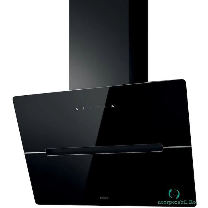 ELICA Hota incorporabila decorativa Elica WISE BL/A/60, Putere de absorbtie 691 mc/h, Sistem recirculare, Control digital, Iluminare LED, Clasa B, 60 cm, Sticla neagra