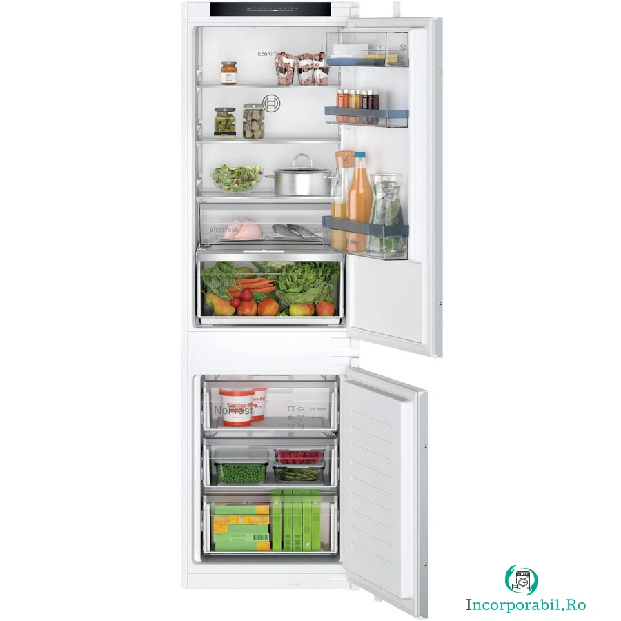 BOSCH Frigider-congelator incorporabil Bosch seria 4, KIN86VSE0, cu congelator in partea de jos 177,2 x 54,1 cm cu balama glisanta, 260 L, No Frost, , clasa energetica E, Alb la 6,704.99 lei ron