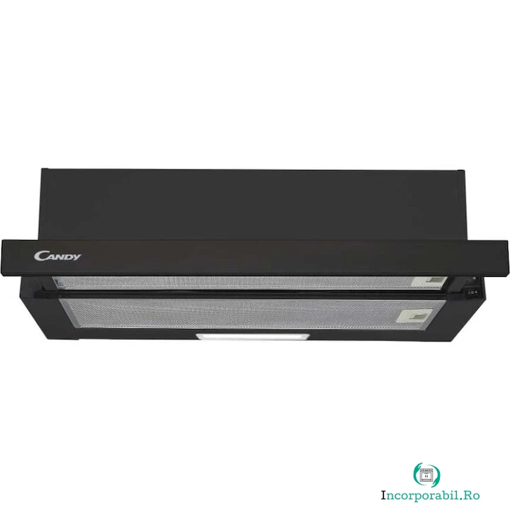 CANDY Hota incorporabila telescopica Candy, Capacitate de absorbtie 332m3/h, 2 trepte de viteza, Iluminare LED, 2 filtre, Clasa B, 60 cm, Negru