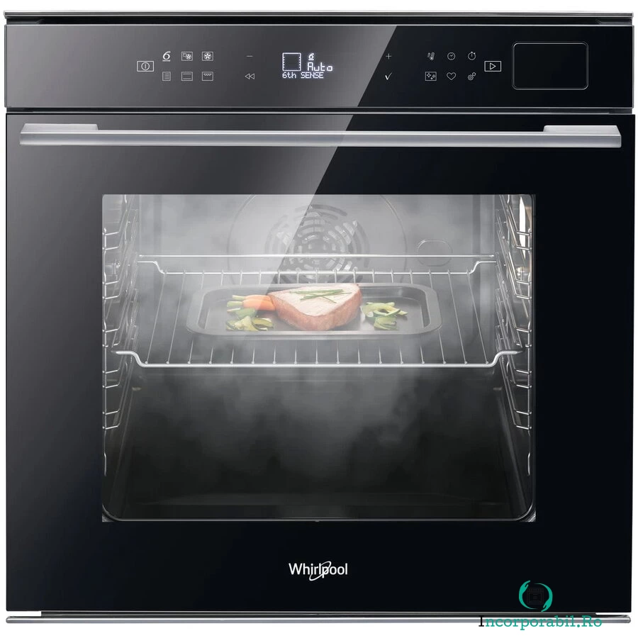 Whirlpool Cuptor incorporabil Whirlpool W7 OS4 4S1 P BL, Electric, 73 l, Autocuratare pirolitica, Tehnologia al 6-lea Simt, Ready2Cook, SteamSense, Grill, Clasa A+, Negru la 4,130.99 lei ron