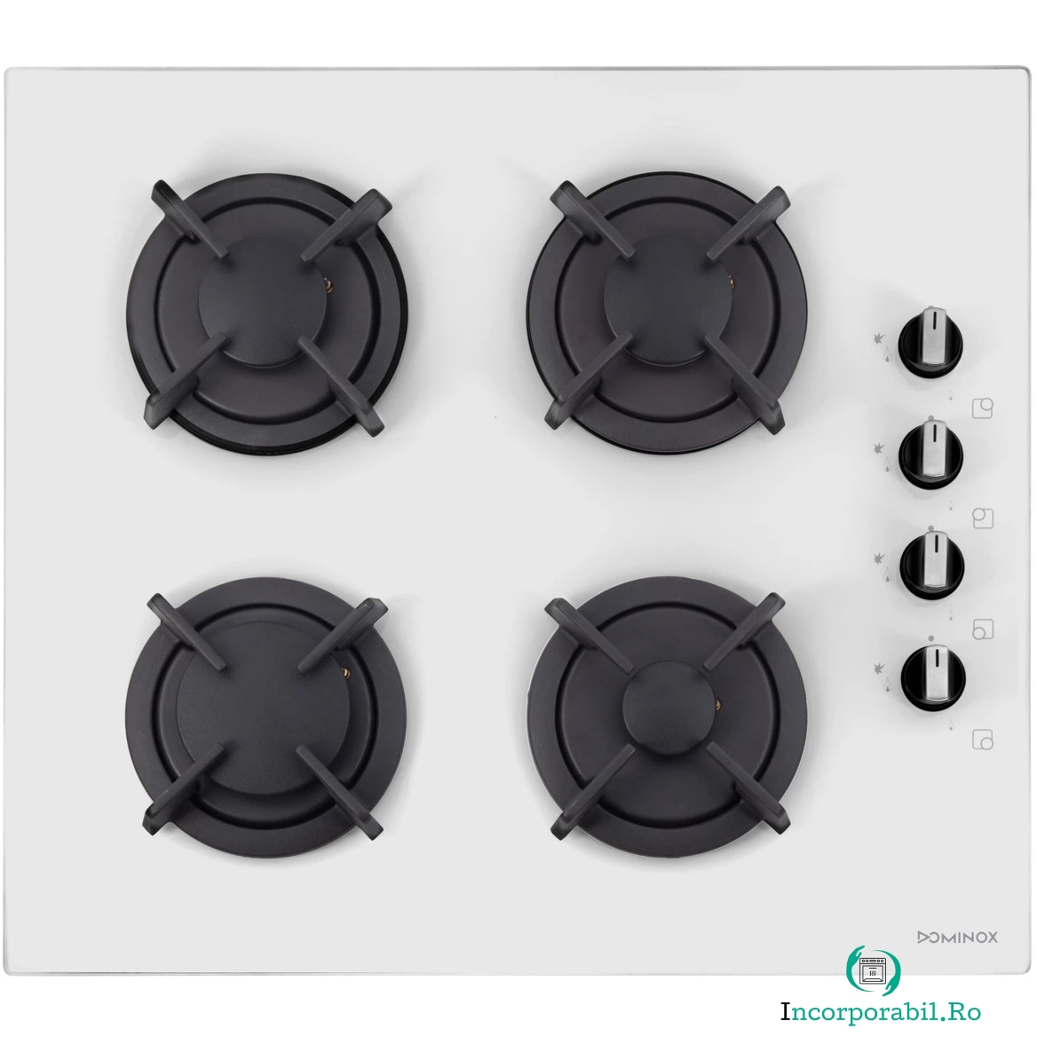 Plita incorporabila Dominox DHG 4 4GAV WH SC, Gaz, Aprindere electrica, Alb