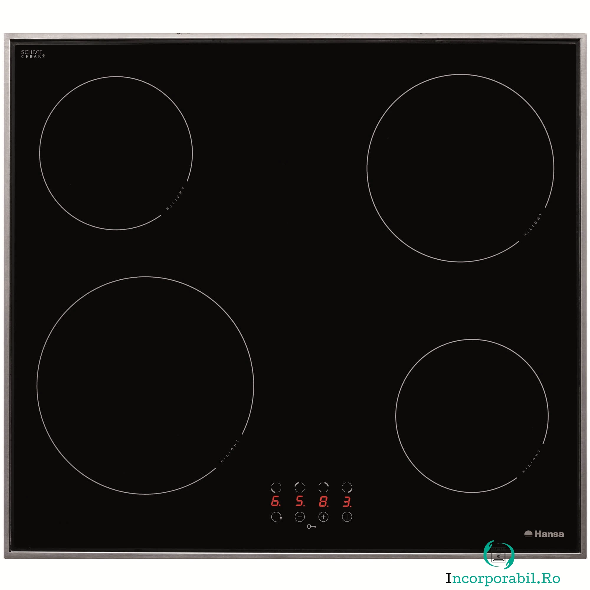 Plita incorporabila Hansa BHCI63306, Vitroceramica, 4 zone de gatit la 799.99 lei ron