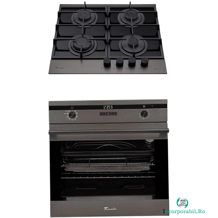 Tornado Pachet Cuptor electric incorporabil Tornado Eclipse, Dark Inox + Plita incorporabila Tornado Eclipse, Dark Inox la 2,624.99 lei ron