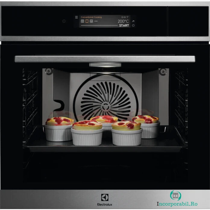 Electrolux Cuptor incorporabil Electrolux EOA9S31CX, Electric, SteamPro, Conectivitate WiFi, CookView, Display TFT, Control touch, Grill, 70 l, Clasa A++, Inox/Negru la 10,224.99 lei ron