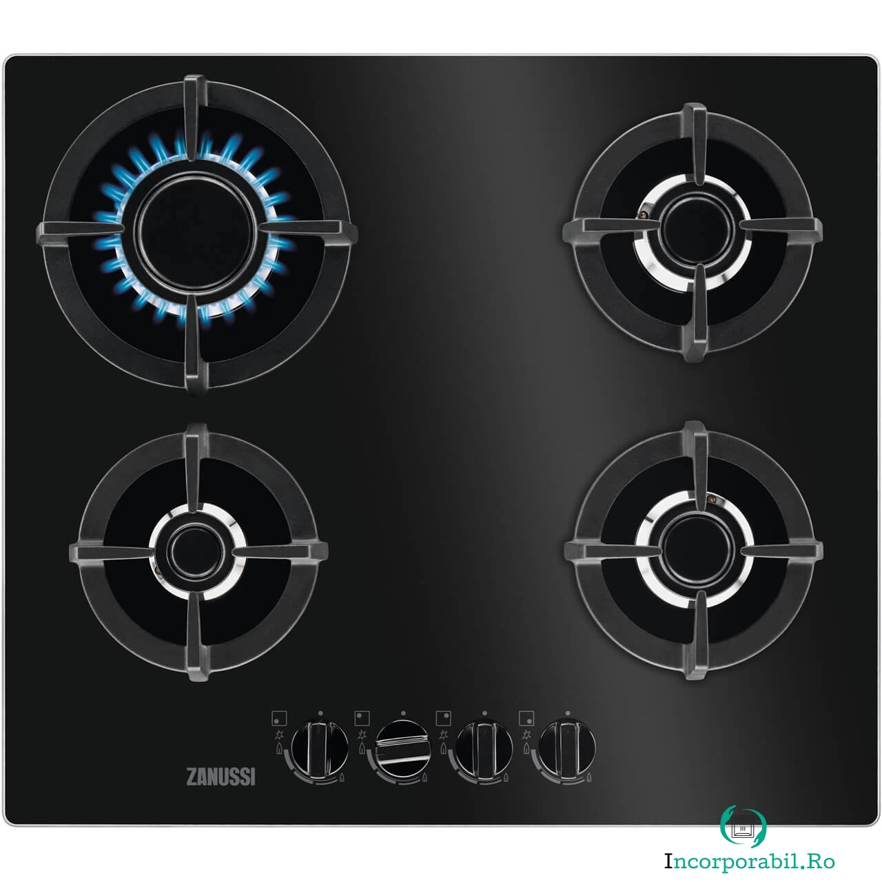Plita incorporabila Zanussi ZGO68410BA, Gaz, 4 arzatoare