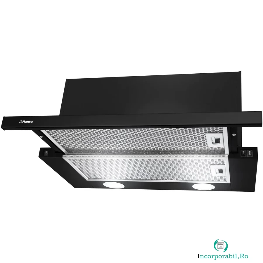 hansa Hota incorporabila telescopica Hansa OTP6241BH, Putere de absorbtie 500 m3/h, 1 motor, 60 cm, Negru la 456.99 lei ron