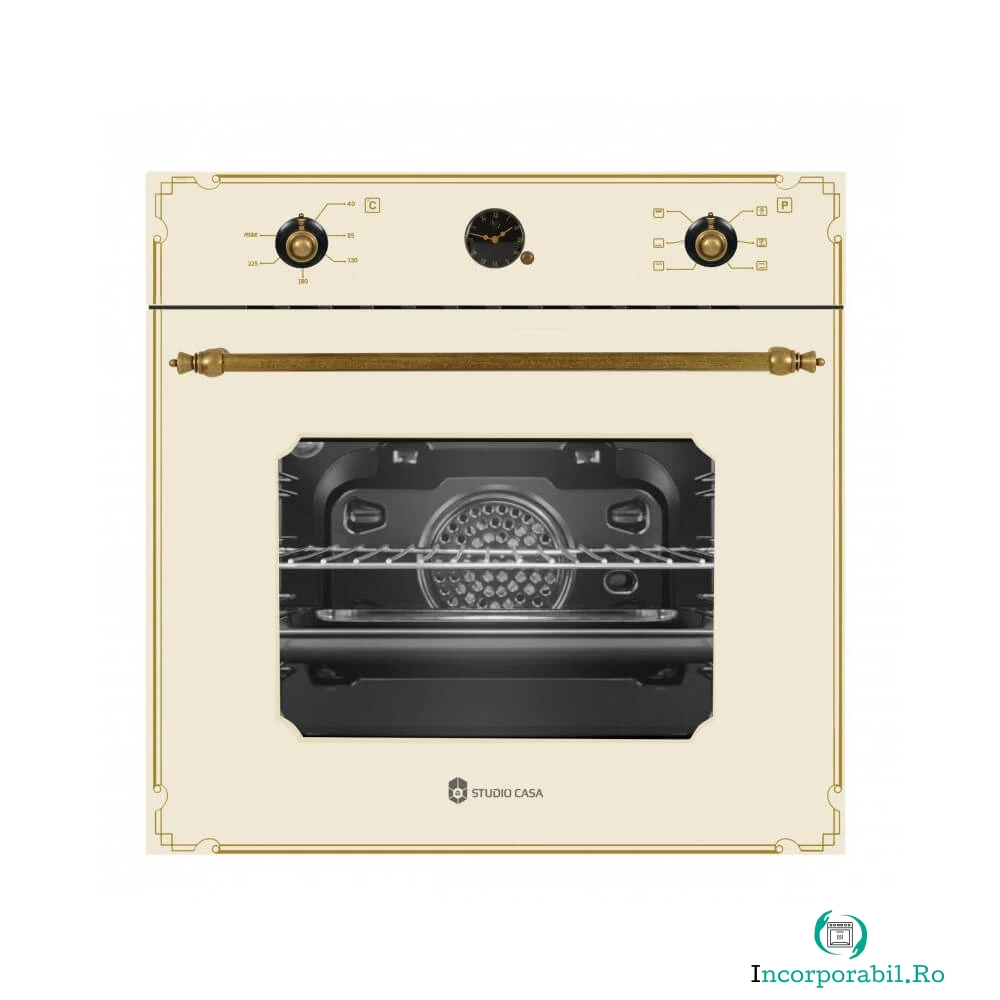 Cuptor Incorporabil Electric, Studio Casa Parma Rustic, Fe660, 52L, 6 functii, Sticla crem