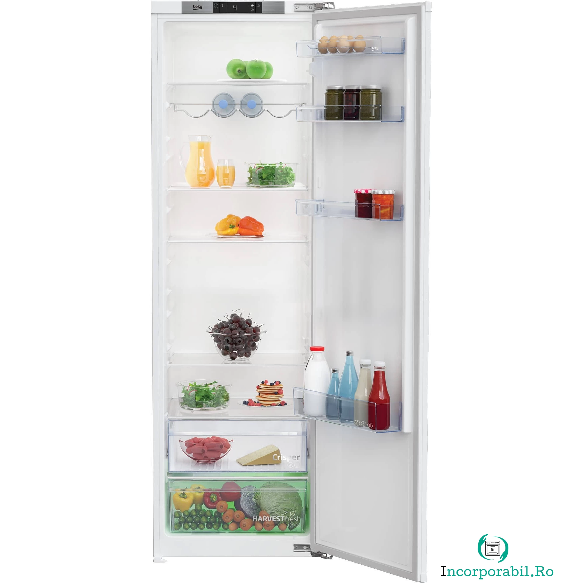 Frigider incorporabil cu o usa Beko BSSA315E4FN, 309 l, Static, Rafturi Safety Glass ajustabile, Alb, Clasa E la 2,499.99 lei ron