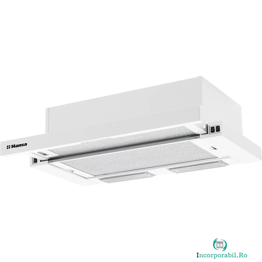 hansa Hota incorporabila telescopica Hansa OTS6251WH, Putere de absorbtie 429 m3/h, 2 motoare, 60 cm, Alb la 441.99 lei ron