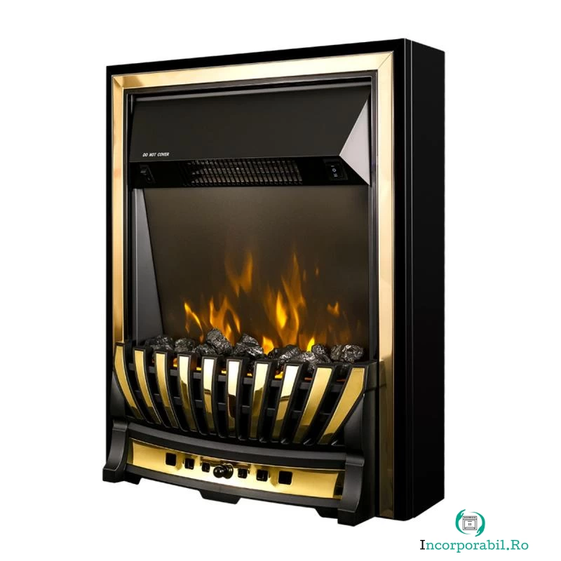 Semineu electric incorporabil Meridian, Art Flame, 5 niveluri a intensitatii flacarilor, Telecomanda, Termostat