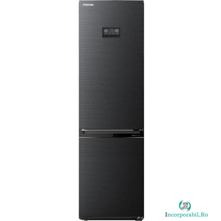 Toshiba Combina frigorifica Toshiba GR-RB449WE-PMJ, 338 l, No Frost, Iluminare LED, Raft sticle, Touch control, Clasa E, H 185 cm, Antracit