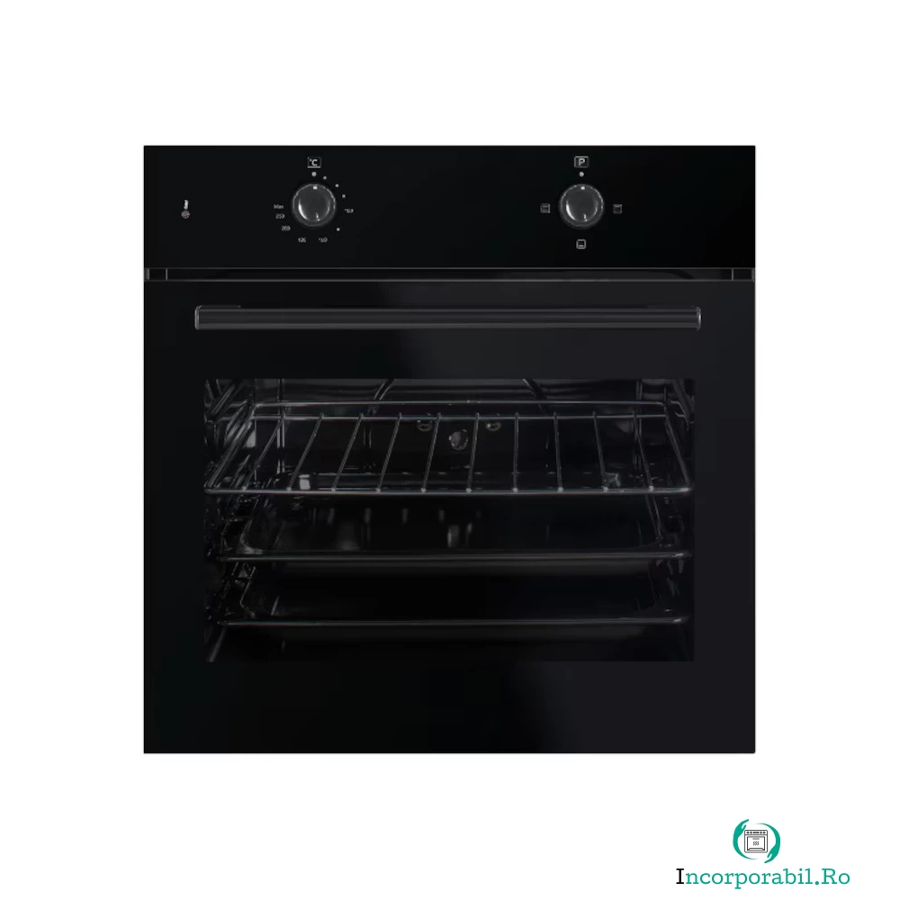 Cuptor incorporabil FLORIA ZLN-1857 cu lumina interioara, temperatura reglabila, 3 metode de incalzire, incorporabil, putere 1600W, Negru