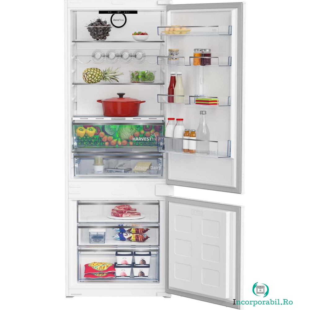 Combina frigorifica incorporabila BEKO BCNE400E40SN, 370 l, No Frost, Raft sticle, HarvestFresh, Display touch control, H 194 cm, Alb, Clasa E la 3,899.99 lei ron