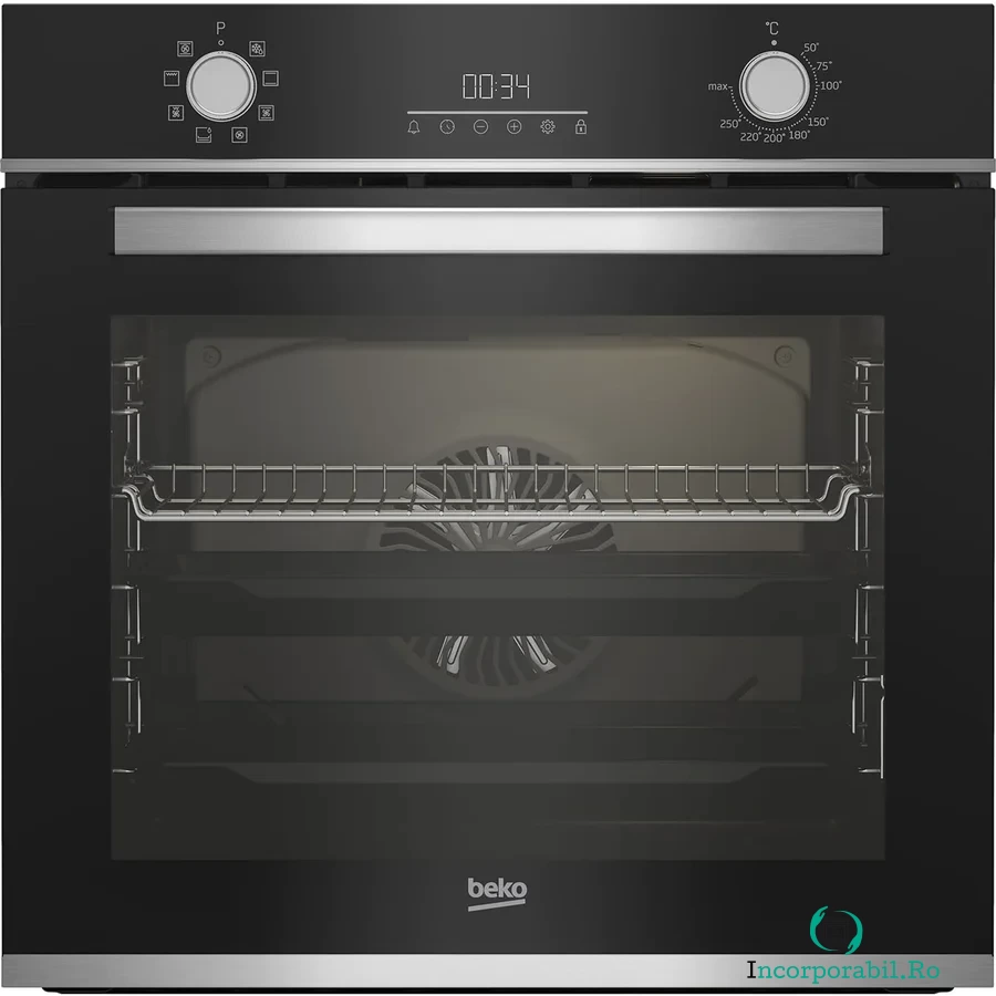 Beko Cuptor incorporabil Beko BBIM13300XM, Electric, 72 l, Autocuratare catalitica, Display touch control, SteamShine Cleaning, Grill, 3D Cooking, Clasa A, Sticla neagra la 1,469.99 lei ron